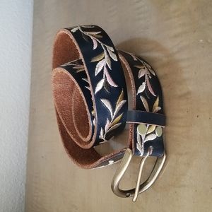 Lucky Brand Leather India Embroidered Belt